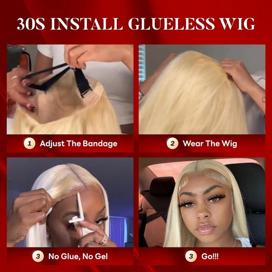 613 Blonde Glueless Wig Human Hair Ready To Wear Glueless Preplucked Straight Blonde Lace Front Wig Human Hair Lace Frontal Wigs