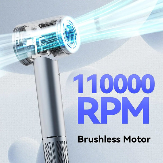 Salon Hair Dryer 110 000 RPM Professional HairDryer 220V Brushless Motor Negative Ionic Blow Dryer with Nozzle For Free Shipping