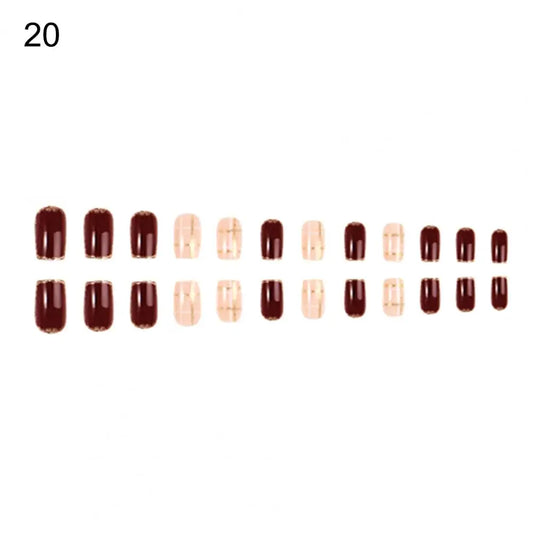 24Pcs/set Fashionable Full Coverage Press-on Fake Nails Extension Nail Simple Operation  Durable