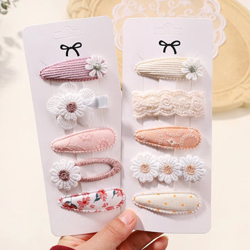 5Pcs/Set Mini Baby Girl Hair Clip Cute Floral Bow Bunny Princess Hairpin for Toddler Girl Lovely Bang Side Clip Hair Accessories