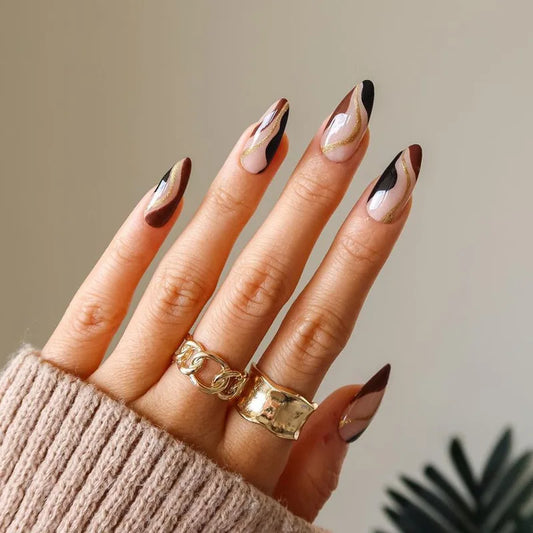 24 -stcs/set nep nagels Volledig deksel Franse ballerinacoffin nagel tips Druk op nagels amandelgolven met lijmafneembare accessoires