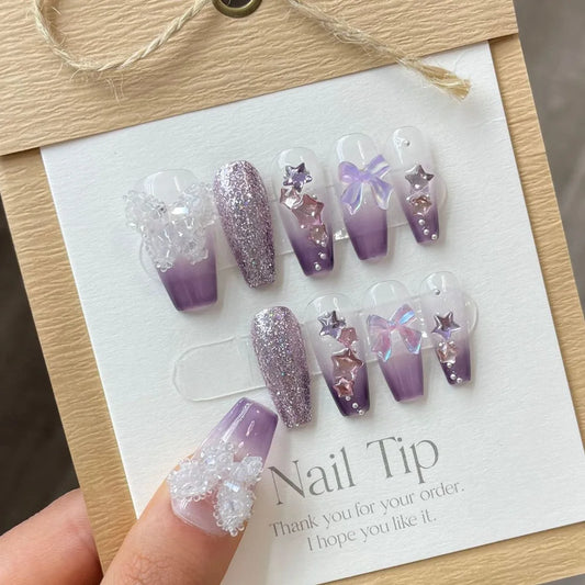 Handgemaakte Koreaanse doodskist druk op nagels met 3D-ontwerp herbruikbare lijm valse nagels kunstmatige stick-on nagel tips nail art y2k