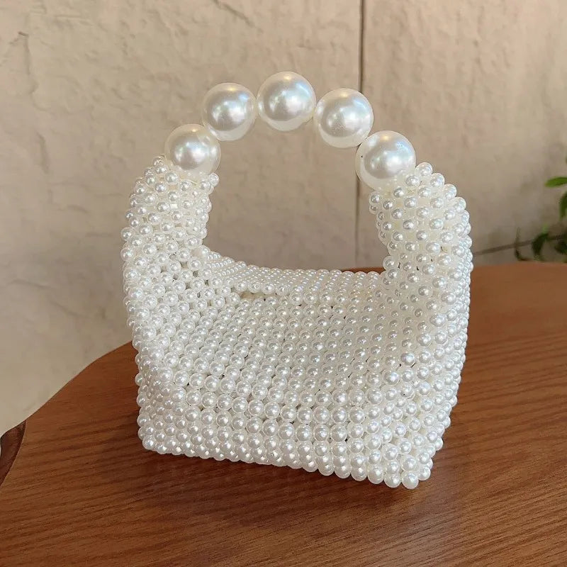 Bolsas de bolsas tejidas con cuentas para mujeres carteras de perlas y bolsos para damas bolsos para la mano de fiesta de la noche del bolso de vacaciones