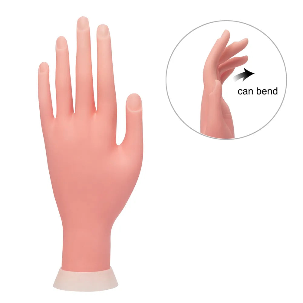 KROFAUE Nail Practice Hand Model Bendable Soft Prosthetic Plastic Flexible Training Fake Hand Mannequin Display