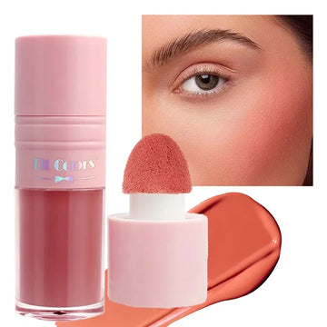 Liquid Cheek Blush Facial Nourishing Blush Gel Cream Waterproof Multi-purpose Eyes&lips Makeup Blush Stick Cosmetics with Sponge
