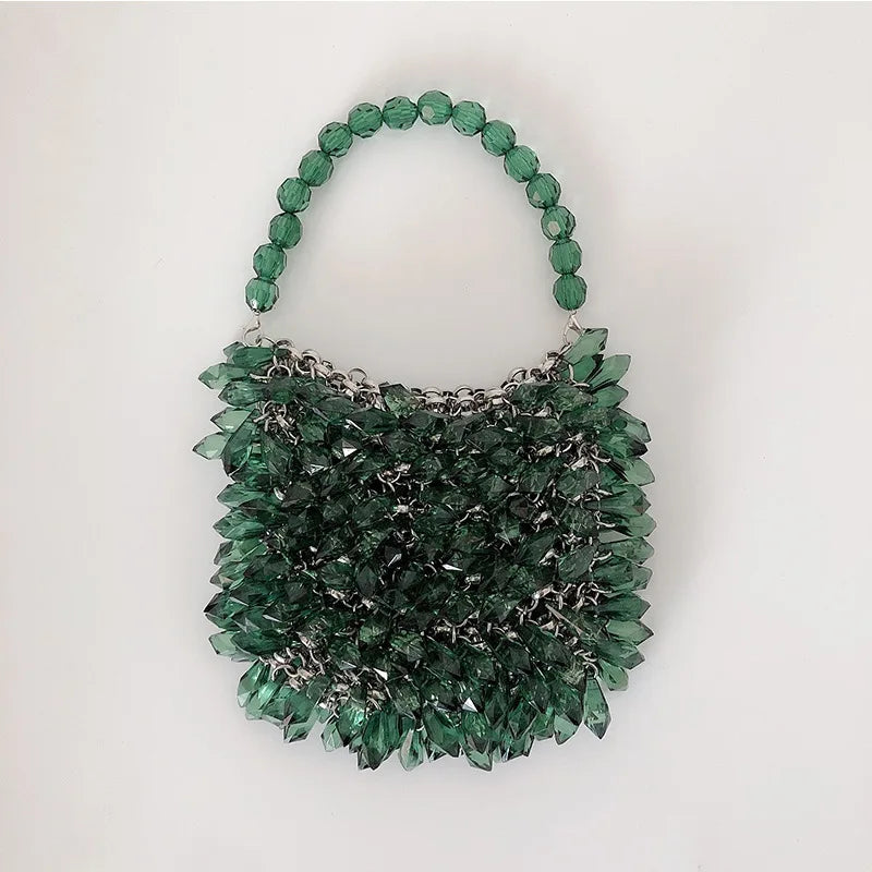 Sacca in cristallo per gocce d'acqua in perline fatta a mano 2020 Summer Nuovo perle Portable Messenger Bag Show Women's Borse Women's Borse