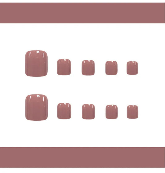 Naken rosa full täckning kort platt form tå nagel falska naglar fast färg diy fotspets naglar konst salong nagel konst manikyr material