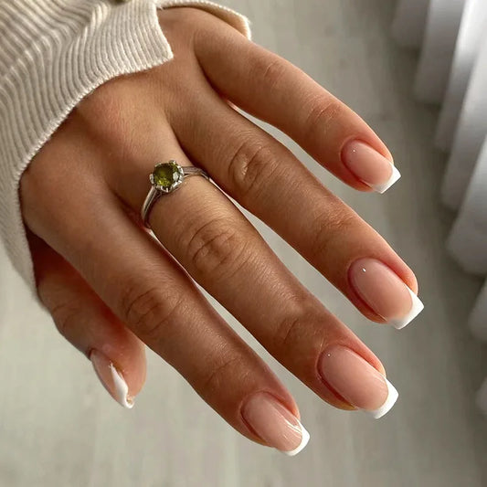 24 -stcs nep nagels vierkante kop vaste kleur wit Frans eenvoudige valse nagelpers op nagels waterdichte faux fingernails