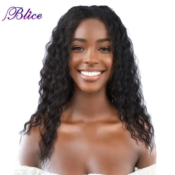 Blice Synthetic Wigs With Closure Curly Wig Hair Extensions Mixed Natural Hair Women Wigs Black Blonde Brown Color Wig