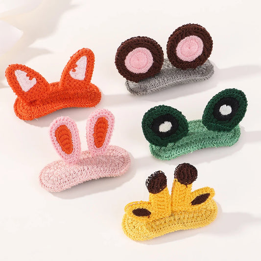 Fashion Knitted Animal Cute Rabbit Ear Bobby Pins Handmade Barrettes Bangs Clip Headwear Kids Accessories Decorative Hairpins