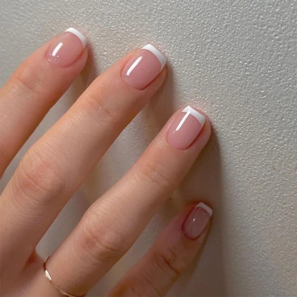 24 st enkla franska falska naglar fyrkantig vit ballerina nagelpress på naglar vattentäta faux naglar falska naglar grossist nagel