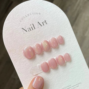 Korte glitter druk op nagels handgemaakte acryl full cover professionele Japanse nagelsticker zoete kunstmatige f nagels