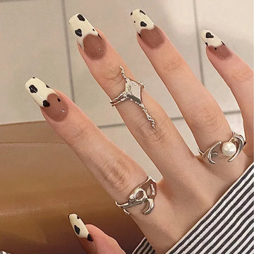 24 -stcs Volledig dekgradiënt valse nagels eenvoudige middellange ballet nagel Franse vlam nep nagels modepers op nagels