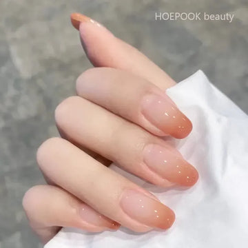 24 -stcs Franse oranje gradiënt ballet valse nagels kunst afgewerkt naadloos verwijderbare pers op nagelset volledige deksel acryl nep nagels