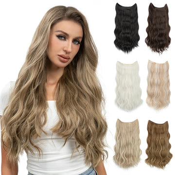 SARLA Synthetic Wave Invisible Clip in Hair Extensions Fish Line Ombre One Piece Natural Hairpiece Fake Blonde Hair Piece