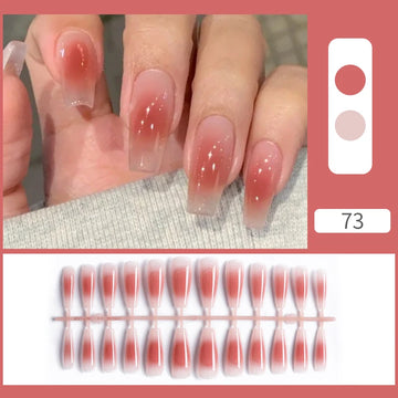 24 -stcs zoete zomer nep nagels patches roze glitter naakt druk op nagels vrouwen draagbare nagelkunststickers volledig afgewerkt vals nagel