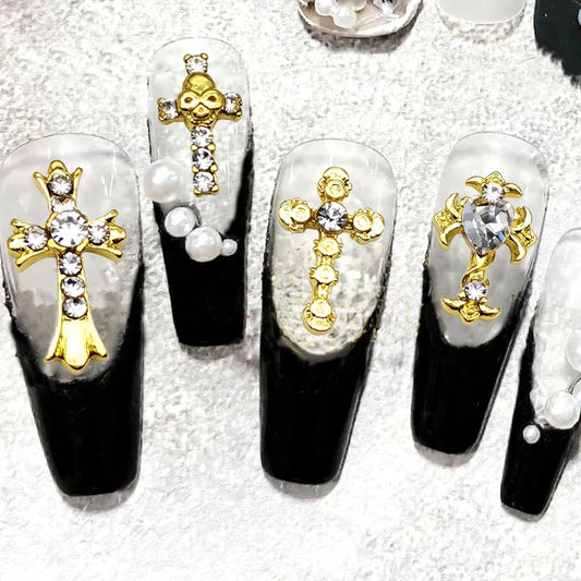 10 Pcs/Pack of Luxury Cross Nail Art Jewelry DIY Shiny Zircon Diamond Rhinestone Charm For Diamond Nail Accessories Supplies