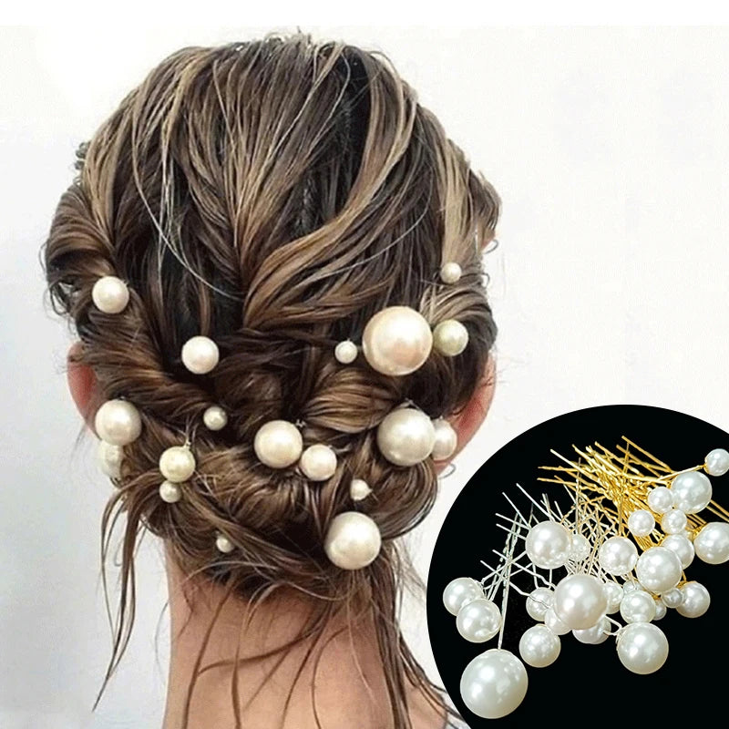 Simple Luxury Pearl Hair Stick Women Bridal Hairpins Bridesmaid Hair Sticks Wedding Hair Fork Hairwear Jewelry Accessories