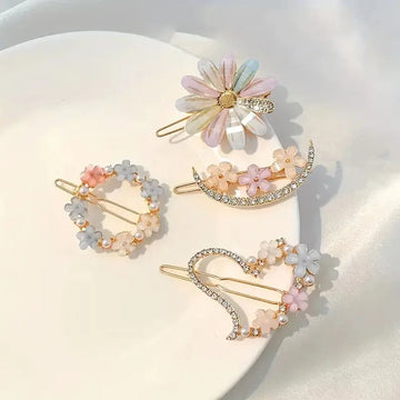 Elegant and unique flower rhinestone hair clip, rhinestone pearl hair clip set is an ideal choice for women's gifts