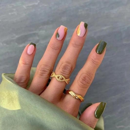 24 pcs corto francese falsa unghie semplice a testa quadrata chiodi premi su unghie indossabili copertura per unghie artificiale manicure