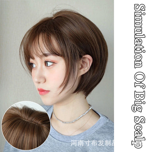 BEAUTYCODE Synthetic Straight Bob Hair Wig for Women  Short Wigs with Bangs Heat Resistant Dark Brown Hair Cosplay Wig