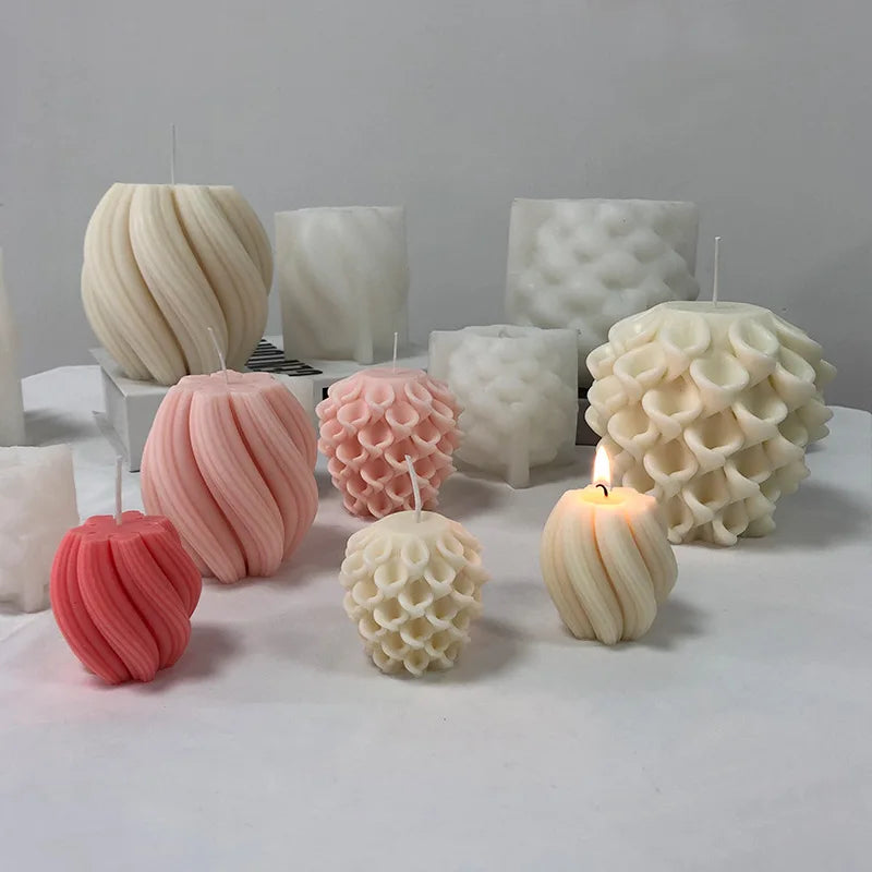 Striped Wave Ball scented Candle Silicone mold diy morning glory ball candle drop glue handmade soap mold for desktop decoration