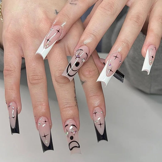 24p long ballet rouge diamant rose léopard nail art faux ongles fini acrylique artificiel faux ongles appuyez à la presse amovible sur les ongles ensemble