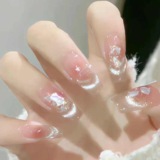 24 -st zoete coole hot girl valse nagel met lijm draagbare zwarte y2k roze diamant nep nagels met ontwerpen druk op nagels lange kist