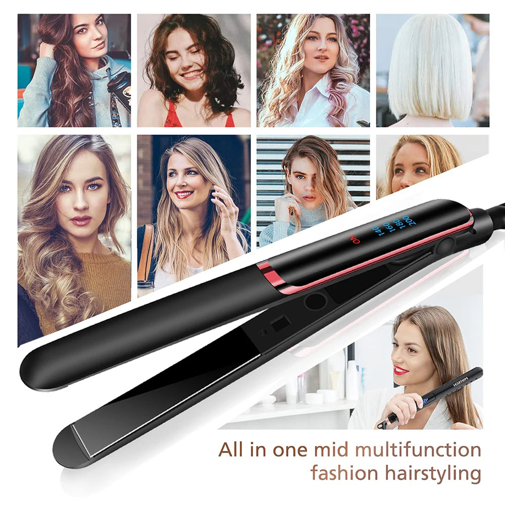 Professional Hair Straightener Curler Electric Splint Flat Iron Negative Ion Straight Curling Iron Plates Corrugation Hair Care