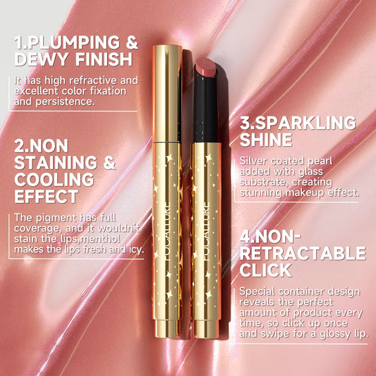 FOCALLURE 7 Colors Diamond Lip Gloss Stick Sparkling Lipstick Pen Shimmer Lip Tint Moisturizing Lip Balm Pencil Makeup Cosmetics