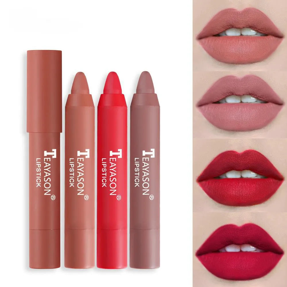 Crayon Lipstick Matte Waterproof Long-lasting Lip Sticks Pen Makeup Lip Glaze Sexy Velvet Nonstick Cup Lip Cosmetics