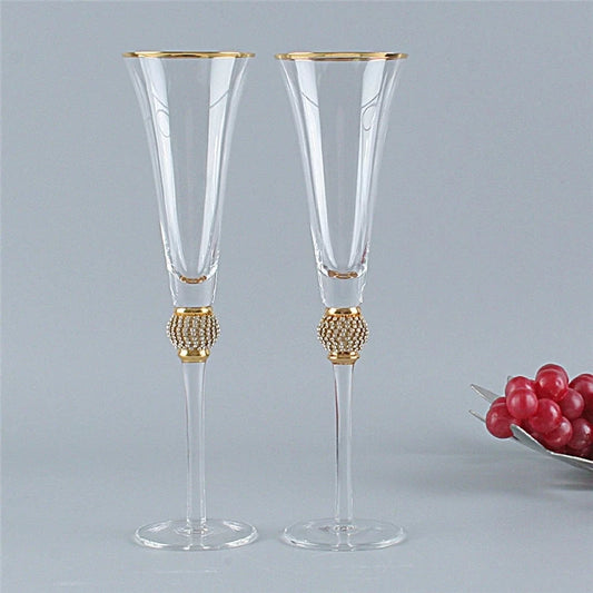 2Pcs 200ml Phnom Penh Champagne Glasses Inlaid Diamond Wine Glass Weddeing Party Crystal Goblet Cocktail Glass Drinkware Gifts