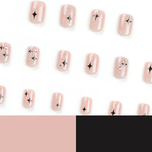 Glanzende glitterdecor Poze Press op nagels Natuurlijke onbreekbare nagel eenvoudige slijtage om te winkelen reizen dating