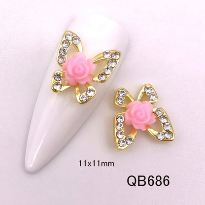 10pcs/package Manicure decorations 3D Bee Mickey Gold Fish Fairy Variety Shiny Rhinestone Gem Design Nail decoration accessories