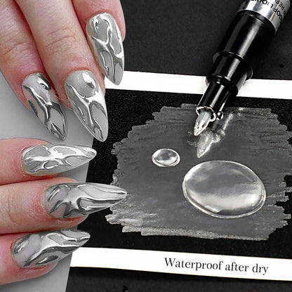 Gold/Silver Mirror Marker Nail Polish Liquid Pen DIY Art Resin Paint Chrome Metallic Craftwork Nail Dye Pens Accessories Tools