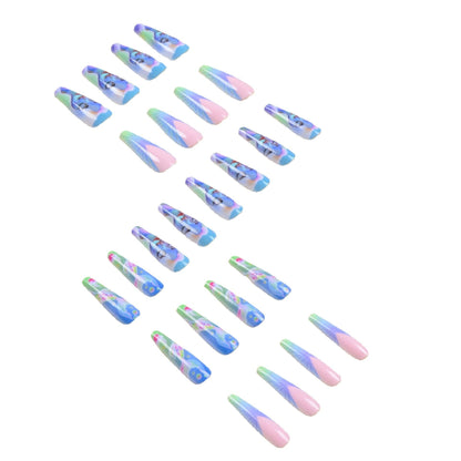 3D fake nails accessories Ocean series wearing manicure mermaid nail patch long french coffin tips press on false nail supplies