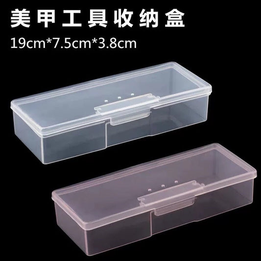 Caja de almacenamiento de arte de uñas Accesorios de uñas Organizador Clear Cuboid Plástico Case de envasado de plástico para herramientas de manicura de listas
