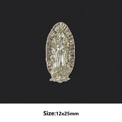 10 Pcs Virgin Mary Nail Charms 3D Diamond Metal Nails Art Alloy Jewelry accessories Gold Plated Salon Tips Manicure Decoration