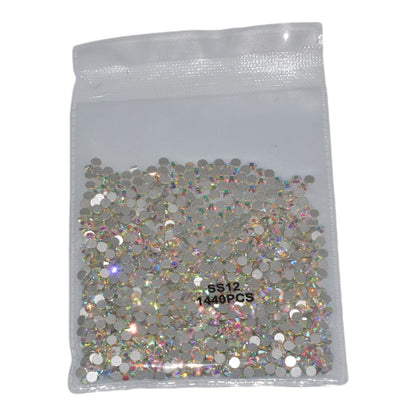 1440pcs Flatback Nail Crystals Rhinestones for Nails 3D Nail Art Decorations SS3-SS12 DIY Glass Gems Stones AB Clear Rose Gold