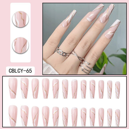 24pcs/Box Charming Pink Flame Short Ballet Wearable Fake Nails press on Square Head Full Cover Detachable Finished Fingernails