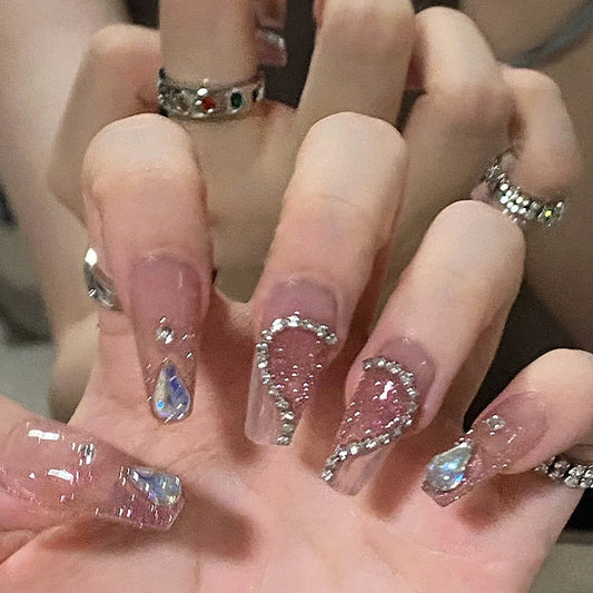 24 st bärbar rosa press på falska naglar tips med lim falska naglar designfjäril härlig tjej falska naglar med bärverktyg