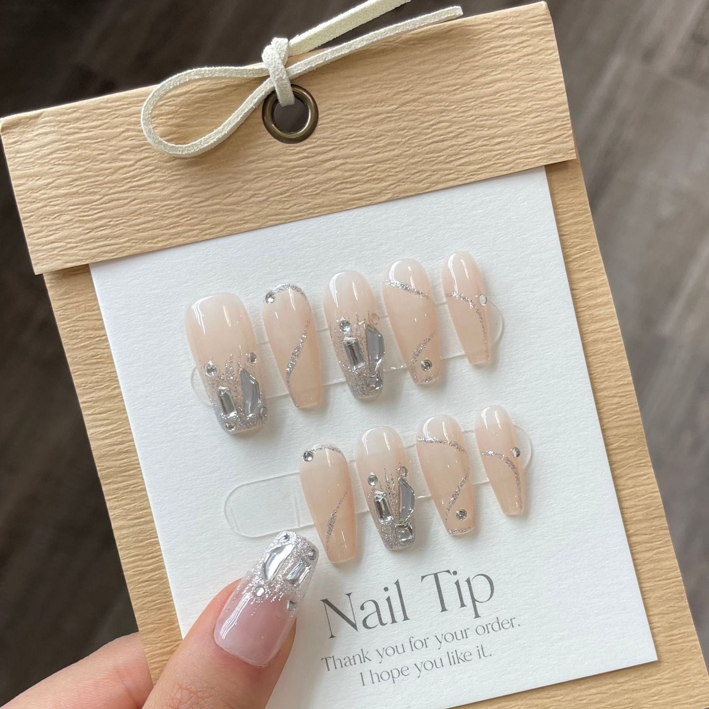 76-90 Number Parl Decoration Handmade Press on Nails With Glue Wearable Fake Nails For Girl Advanced Professional Nail Art