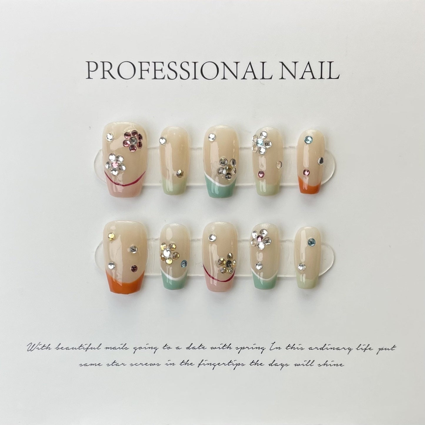 316-330 Number Bowknot Designed Handmade Fake Nails With Glue Professional Wearable French Advanced Ballet Press On Nails