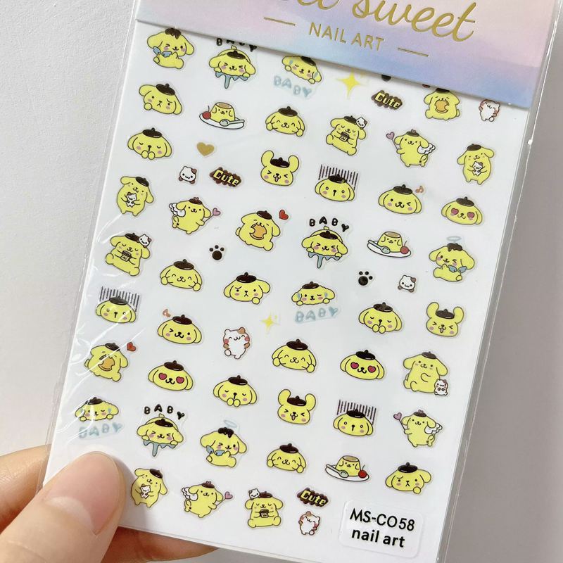 Sanrio 3D Stickers For Nails Nail Art Supplies Cartoon Hello Kitty Cinnamoroll Nail Stickers Nail Decoration Anime Nail Decals
