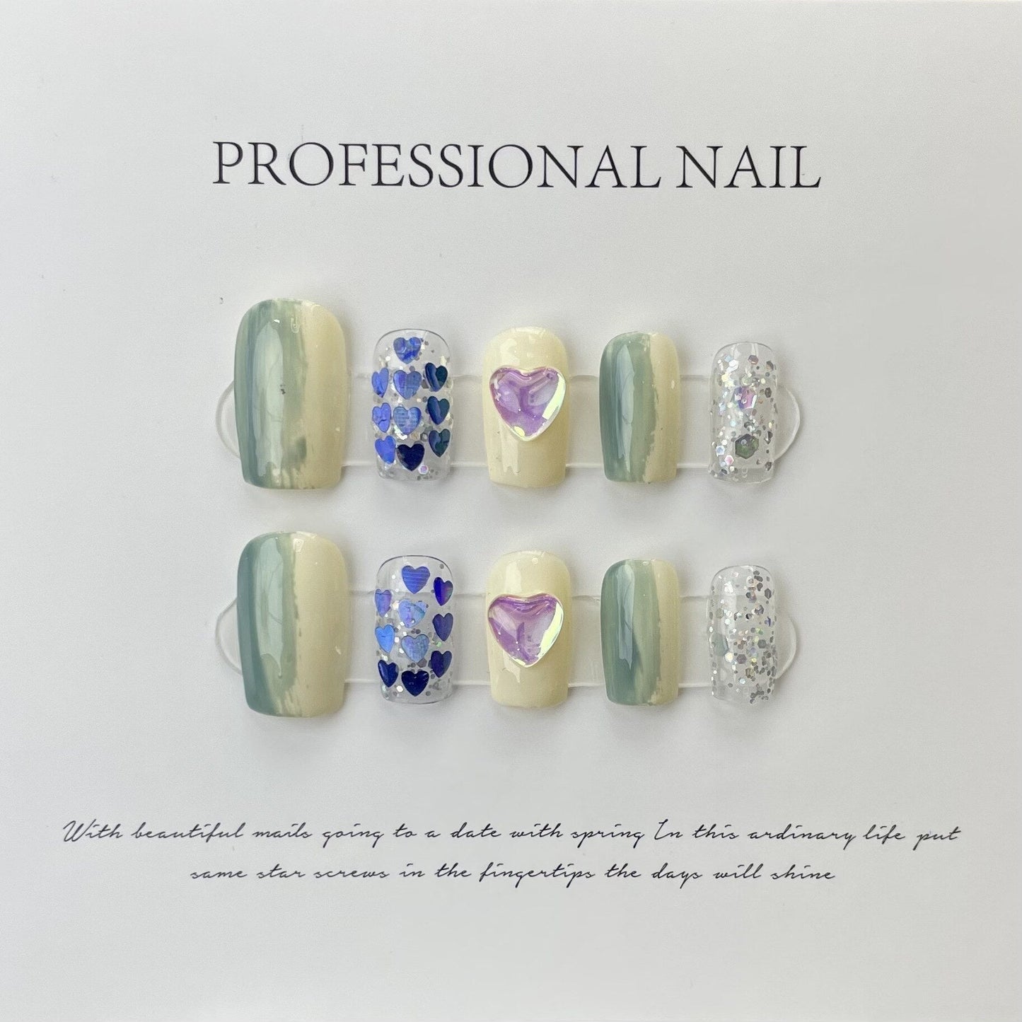 231-245 Number Ballerina Handmade False Nails Professional Wearable Nail Art With Glue Reusable Silver Butterfly Press on Nails