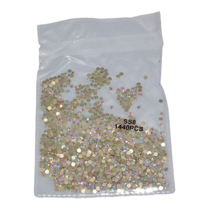 1440pcs Flatback Nail Crystals Rhinestones for Nails 3D Nail Art Decorations SS3-SS12 DIY Glass Gems Stones AB Clear Rose Gold