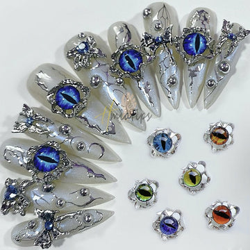 3D Halloween Evil Eye Design Charm de unhas Moda de cores mistas de olho de cores gemas Gemas glitter acrílico diy jóias