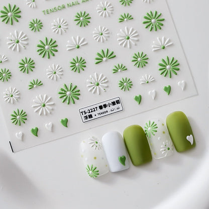 Acrylic Engraved Nail Sticker Green Blue Butterfly Design Self-Adhesive Nail Transfer Sliders Wraps Manicures Foils Z0670
