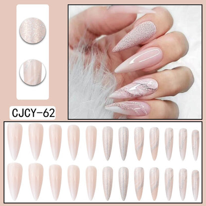 24pcs/Box Charming Pink Flame Short Ballet Wearable Fake Nails press on Square Head Full Cover Detachable Finished Fingernails