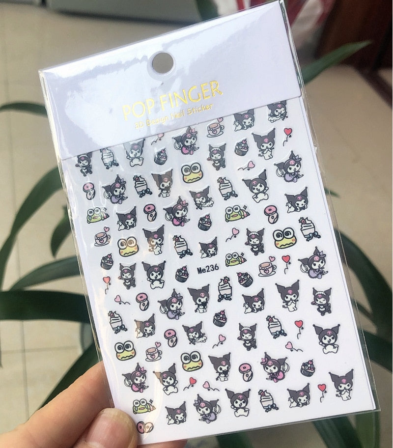 Sanrio 3D Stickers For Nails Nail Art Supplies Cartoon Hello Kitty Cinnamoroll Nail Stickers Nail Decoration Anime Nail Decals
